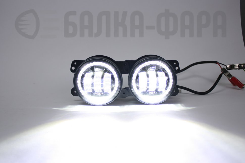 Комплект противотуманных фар, 36 Ватт, с ангельскими глазками, хром